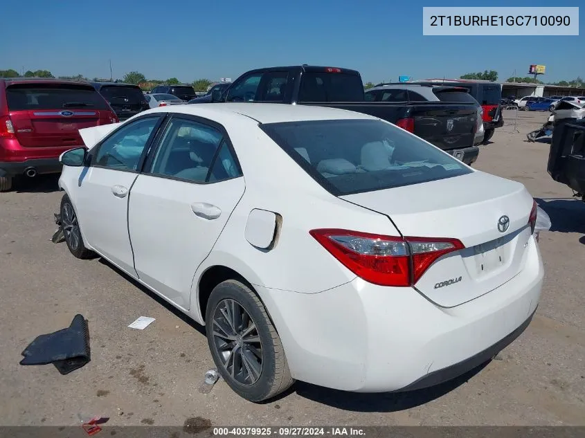 2016 Toyota Corolla Le Plus VIN: 2T1BURHE1GC710090 Lot: 40379925