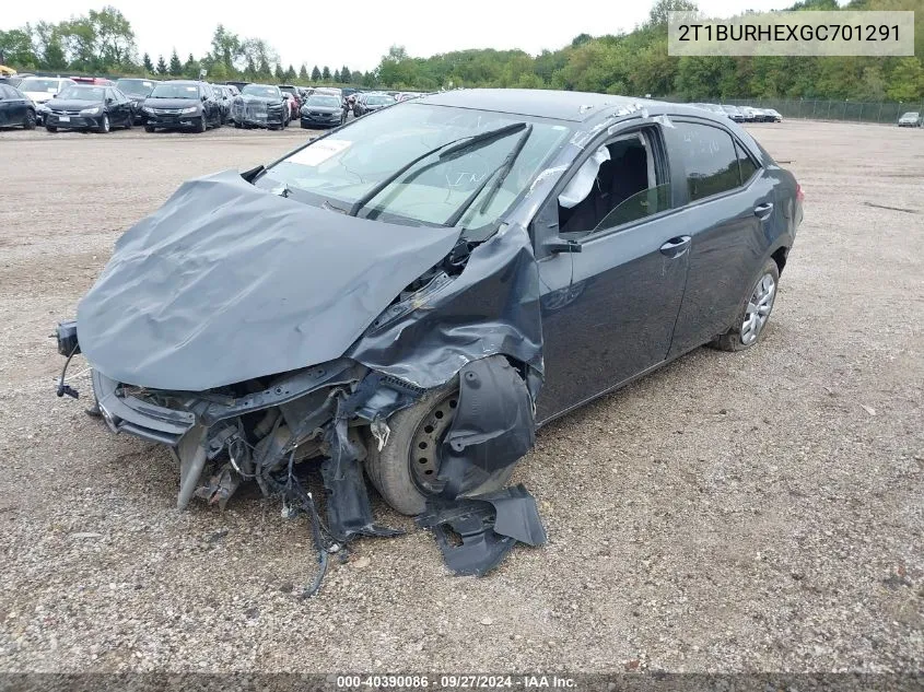 2016 Toyota Corolla Le VIN: 2T1BURHEXGC701291 Lot: 40390086