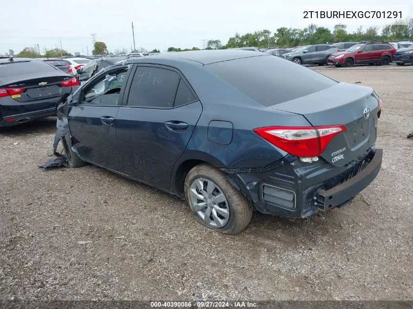 2016 Toyota Corolla Le VIN: 2T1BURHEXGC701291 Lot: 40390086