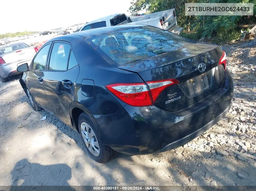 2016 Toyota Corolla L VIN: 2T1BURHE2GC624433 Lot: 40390151