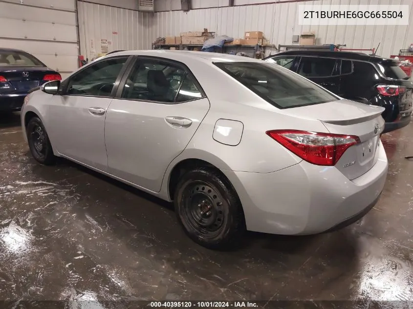 2016 Toyota Corolla S VIN: 2T1BURHE6GC665504 Lot: 40395120