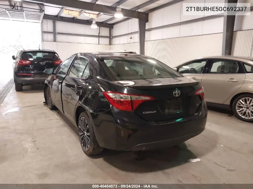 2016 Toyota Corolla L/Le/Le Pls/Prm/S/S Pls VIN: 2T1BURHE5GC692337 Lot: 40404573