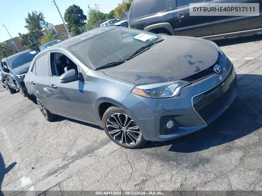 2016 Toyota Corolla S Plus VIN: 5YFBURHE4GP517111 Lot: 40412655