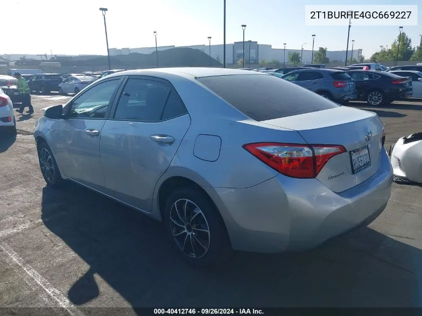 2T1BURHE4GC669227 2016 Toyota Corolla Le