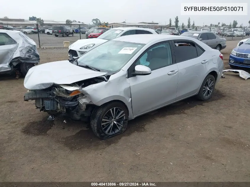 5YFBURHE5GP510071 2016 Toyota Corolla Le Plus