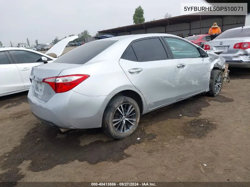 5YFBURHE5GP510071 2016 Toyota Corolla Le Plus