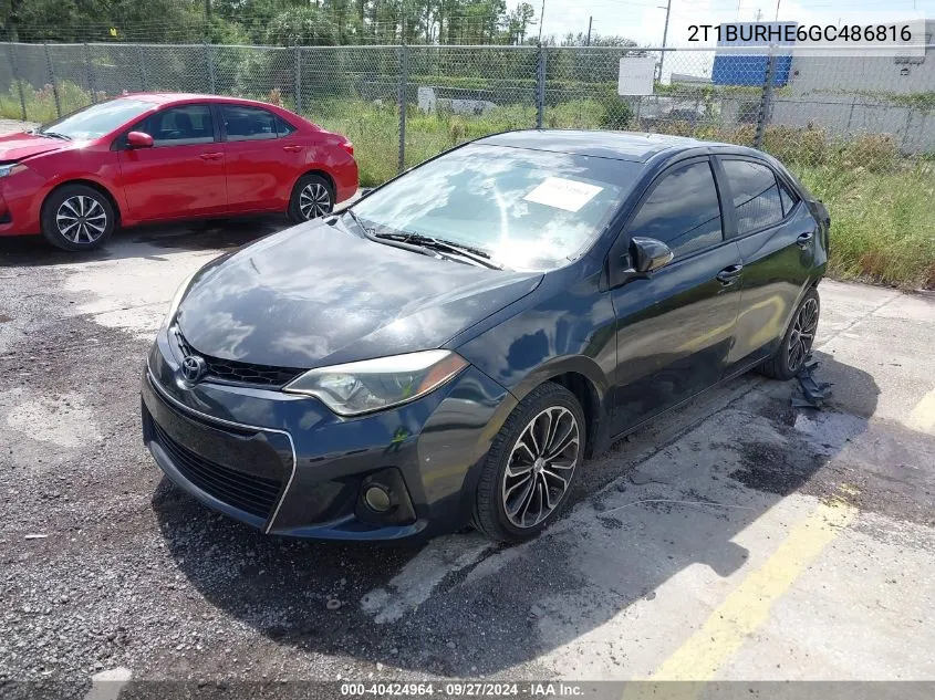 2016 Toyota Corolla S Plus VIN: 2T1BURHE6GC486816 Lot: 40424964