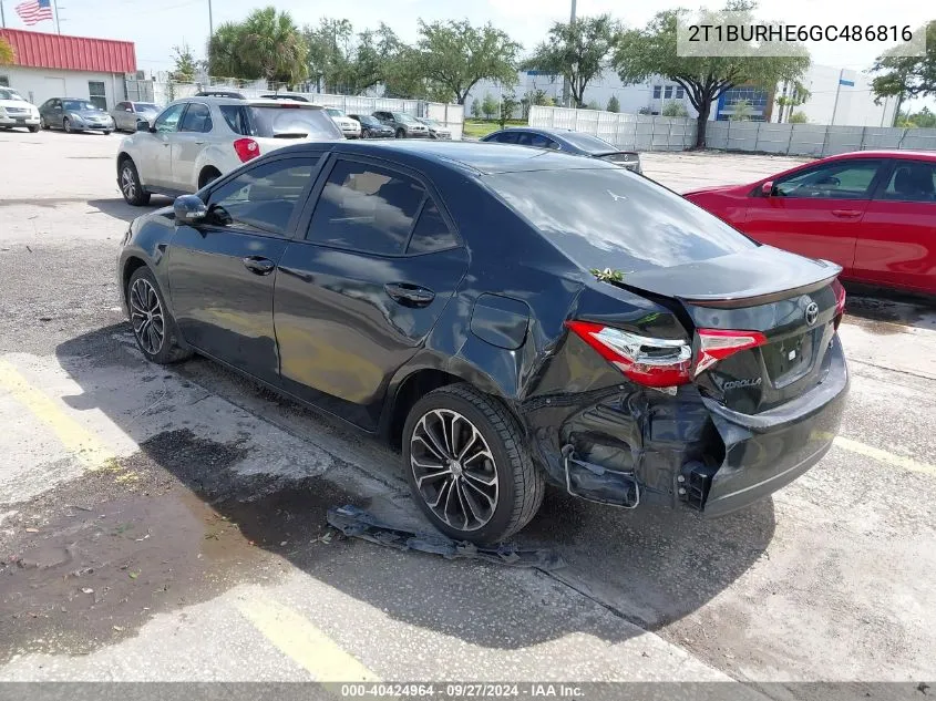 2016 Toyota Corolla S Plus VIN: 2T1BURHE6GC486816 Lot: 40424964