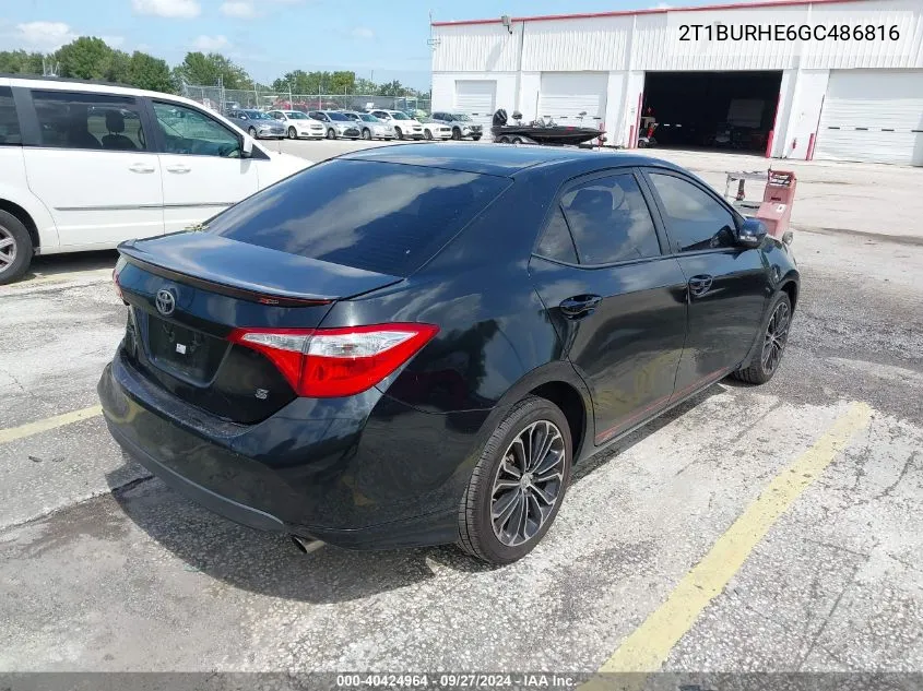 2016 Toyota Corolla S Plus VIN: 2T1BURHE6GC486816 Lot: 40424964