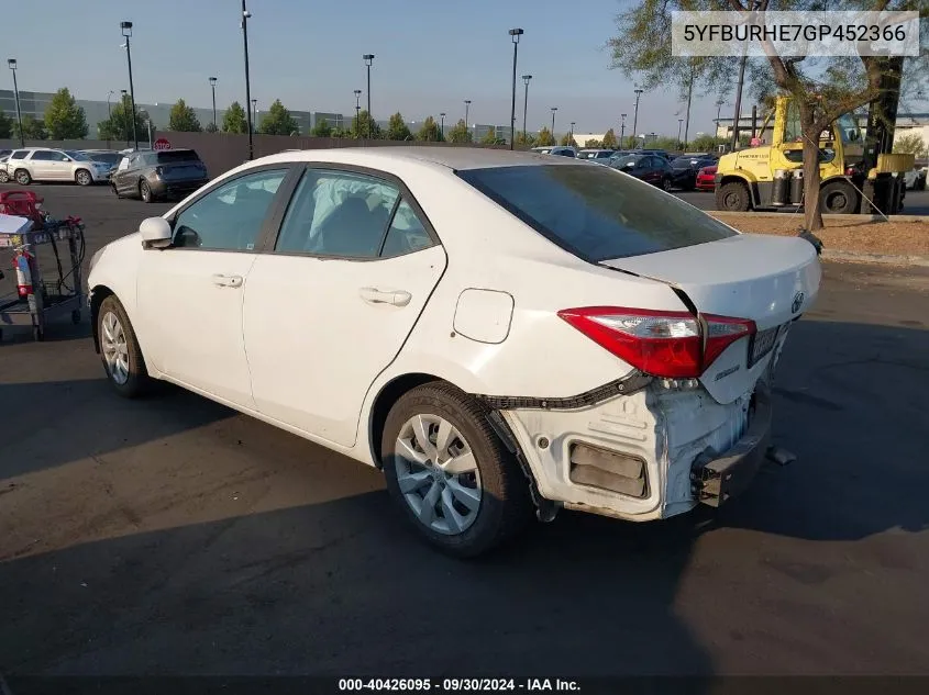 5YFBURHE7GP452366 2016 Toyota Corolla L/Le/Le Pls/Prm/S/S Pls