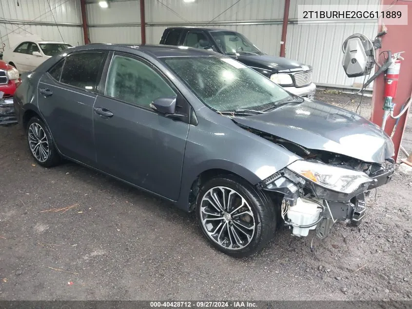 2016 Toyota Corolla S Plus VIN: 2T1BURHE2GC611889 Lot: 40428712