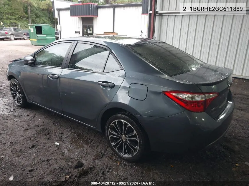 2016 Toyota Corolla S Plus VIN: 2T1BURHE2GC611889 Lot: 40428712