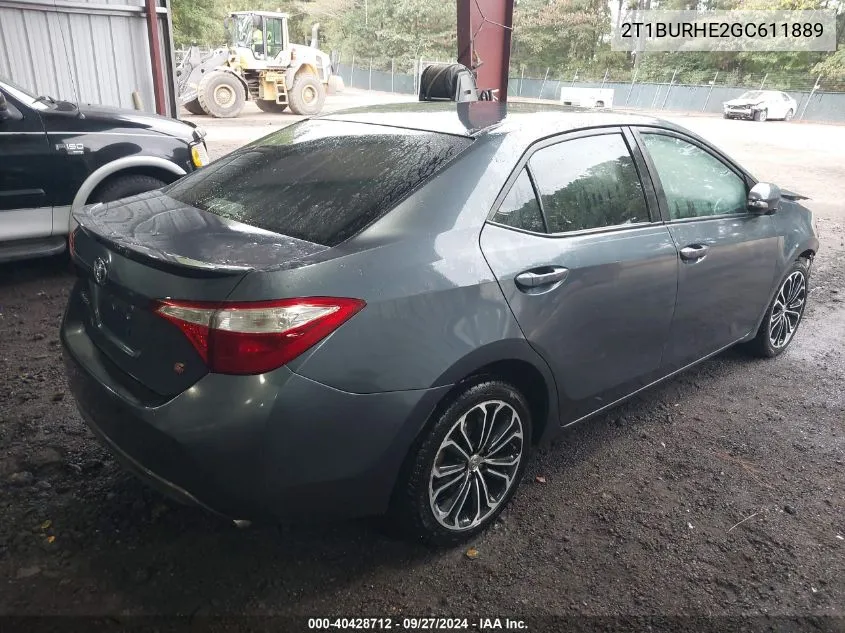 2016 Toyota Corolla S Plus VIN: 2T1BURHE2GC611889 Lot: 40428712