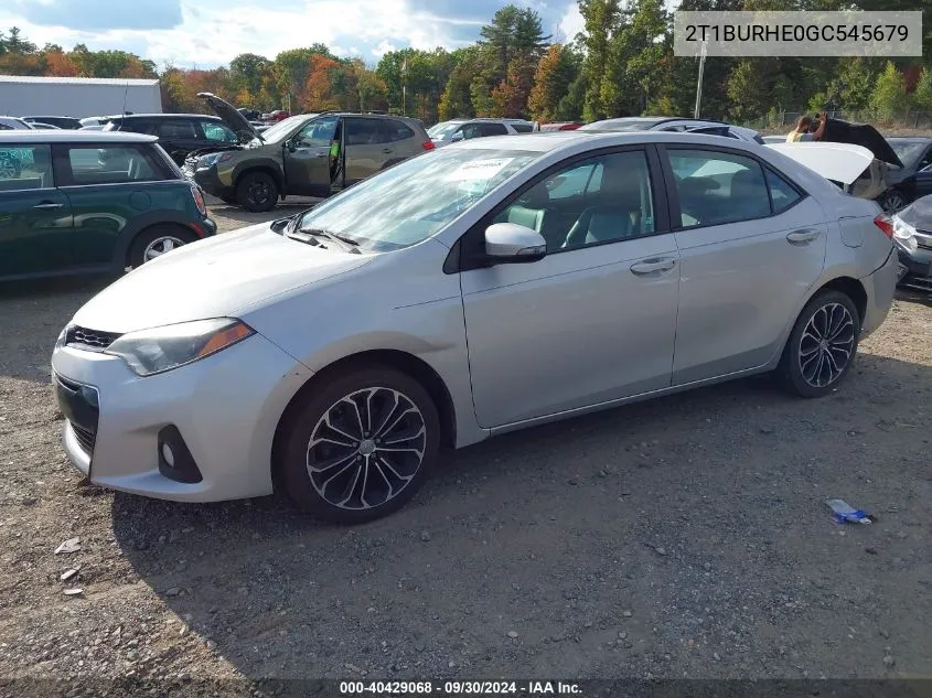 2016 Toyota Corolla S Plus VIN: 2T1BURHE0GC545679 Lot: 40429068