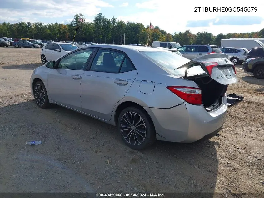 2016 Toyota Corolla S Plus VIN: 2T1BURHE0GC545679 Lot: 40429068