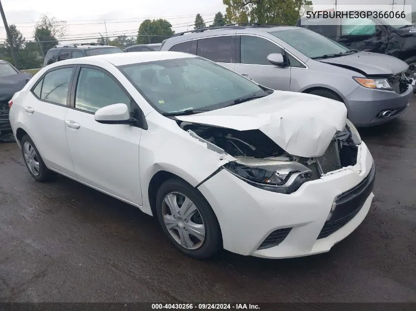 5YFBURHE3GP366066 2016 Toyota Corolla Le