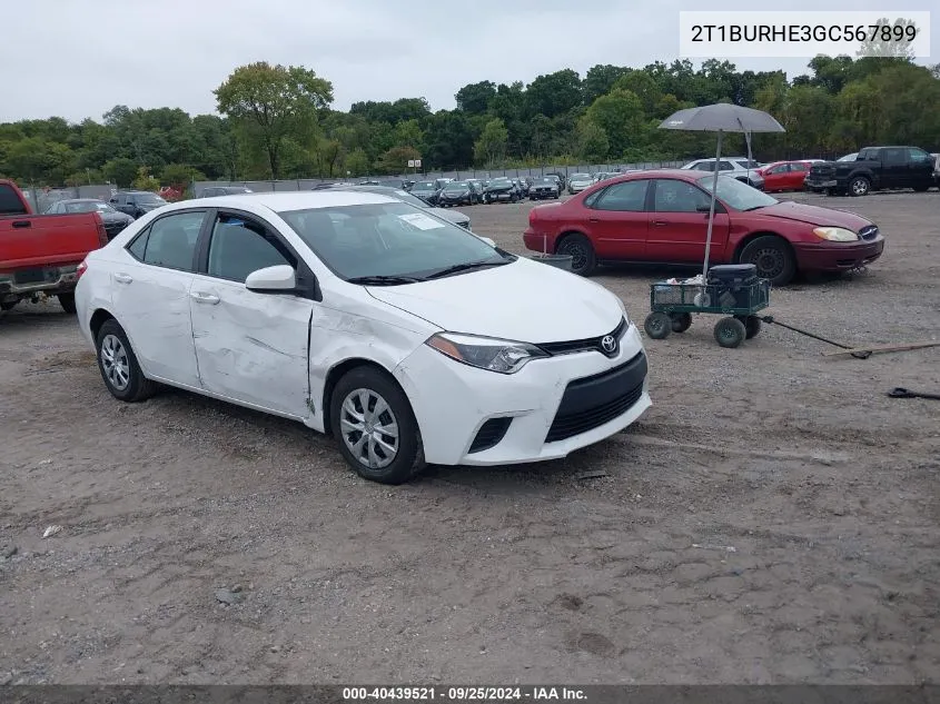 2016 Toyota Corolla L VIN: 2T1BURHE3GC567899 Lot: 40439521