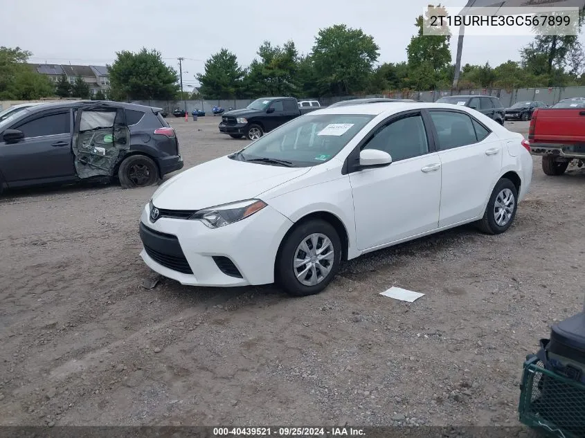 2T1BURHE3GC567899 2016 Toyota Corolla L