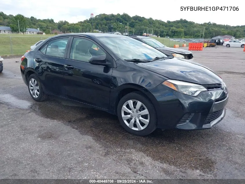 5YFBURHE1GP471706 2016 Toyota Corolla Le