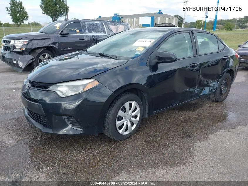 2016 Toyota Corolla Le VIN: 5YFBURHE1GP471706 Lot: 40445708