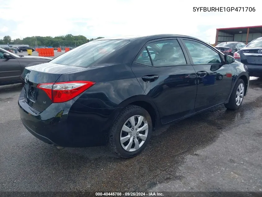 5YFBURHE1GP471706 2016 Toyota Corolla Le