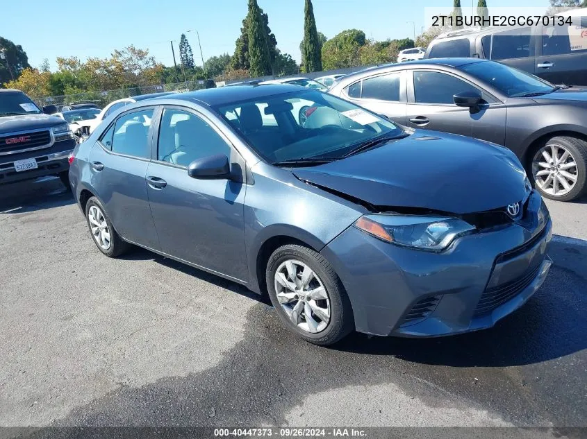 2T1BURHE2GC670134 2016 Toyota Corolla Le