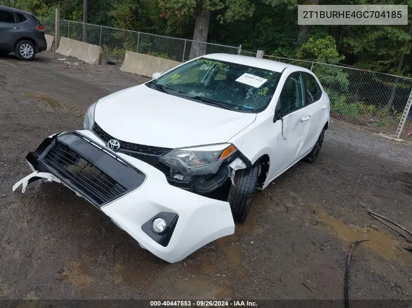 2016 Toyota Corolla S Plus VIN: 2T1BURHE4GC704185 Lot: 40447553