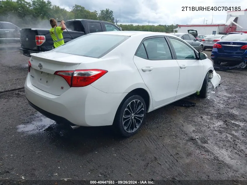 2016 Toyota Corolla S Plus VIN: 2T1BURHE4GC704185 Lot: 40447553