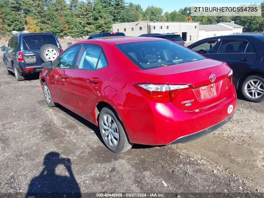 2016 Toyota Corolla Le VIN: 2T1BURHE7GC554735 Lot: 40448908