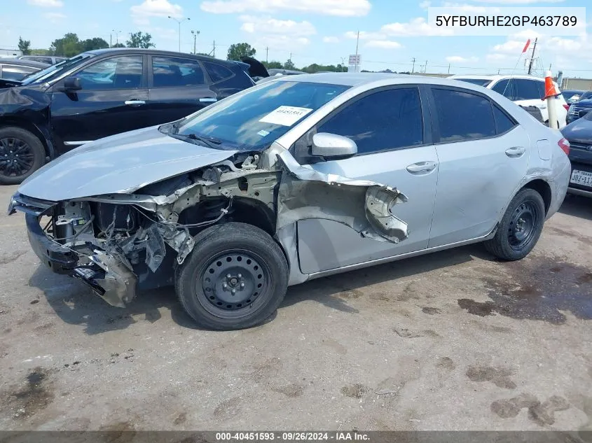 5YFBURHE2GP463789 2016 Toyota Corolla Le