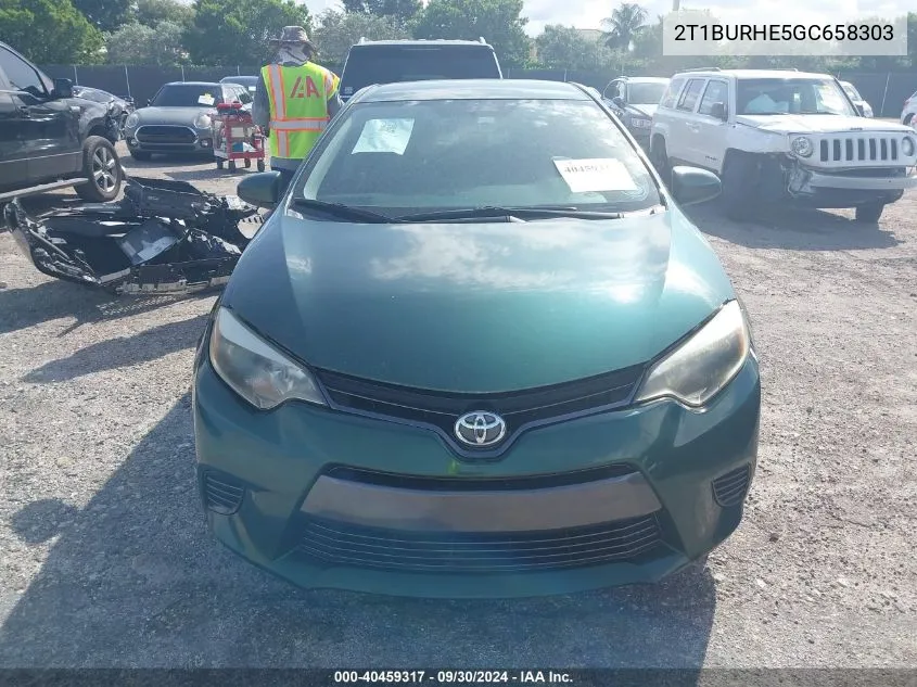 2016 Toyota Corolla L/Le/Le Pls/Prm/S/S Pls VIN: 2T1BURHE5GC658303 Lot: 40459317