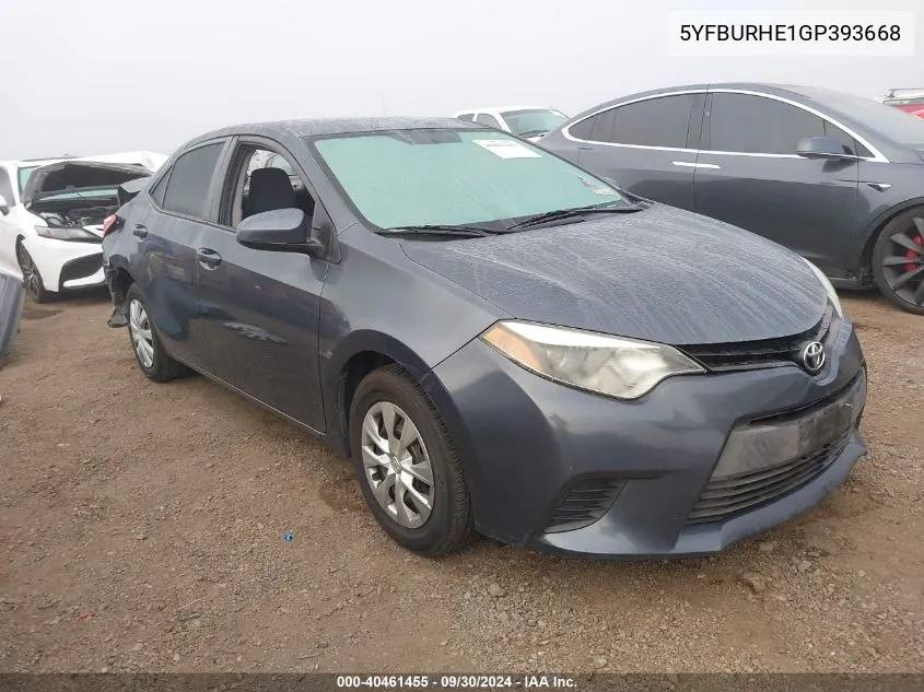 5YFBURHE1GP393668 2016 Toyota Corolla L/Le/Le Pls/Prm/S/S Pls