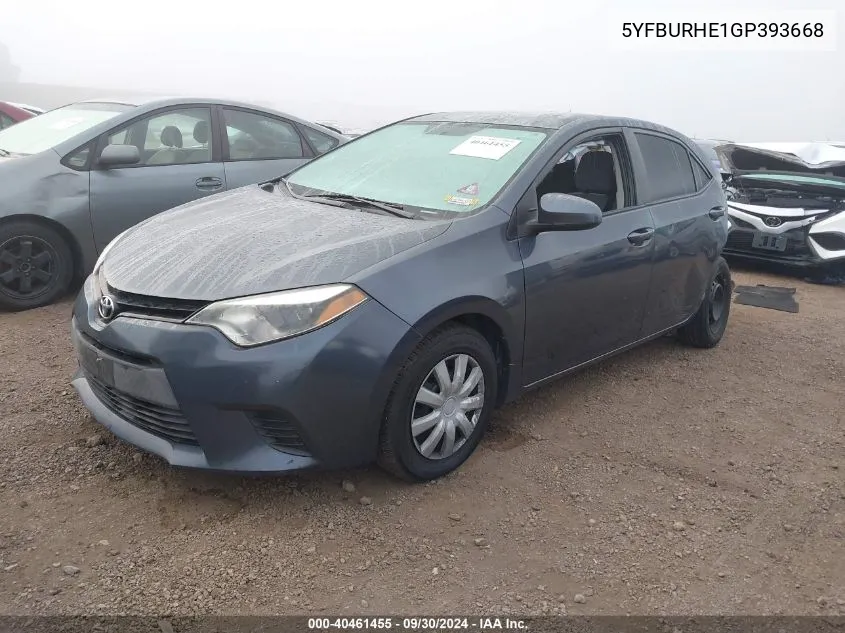 5YFBURHE1GP393668 2016 Toyota Corolla L/Le/Le Pls/Prm/S/S Pls