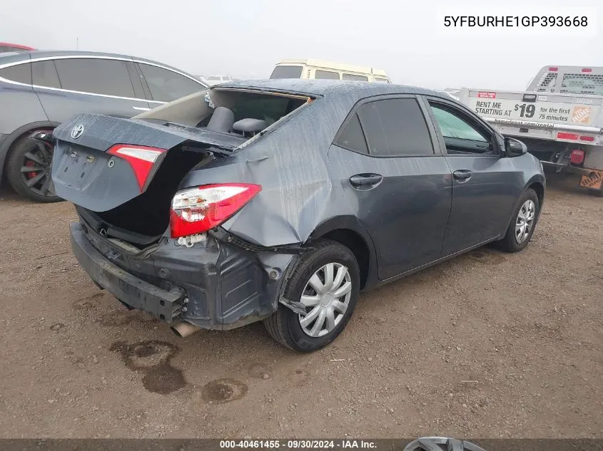 5YFBURHE1GP393668 2016 Toyota Corolla L/Le/Le Pls/Prm/S/S Pls