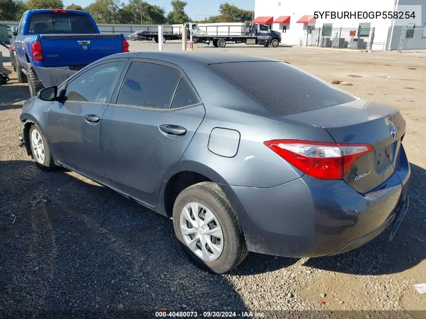 5YFBURHE0GP558254 2016 Toyota Corolla L