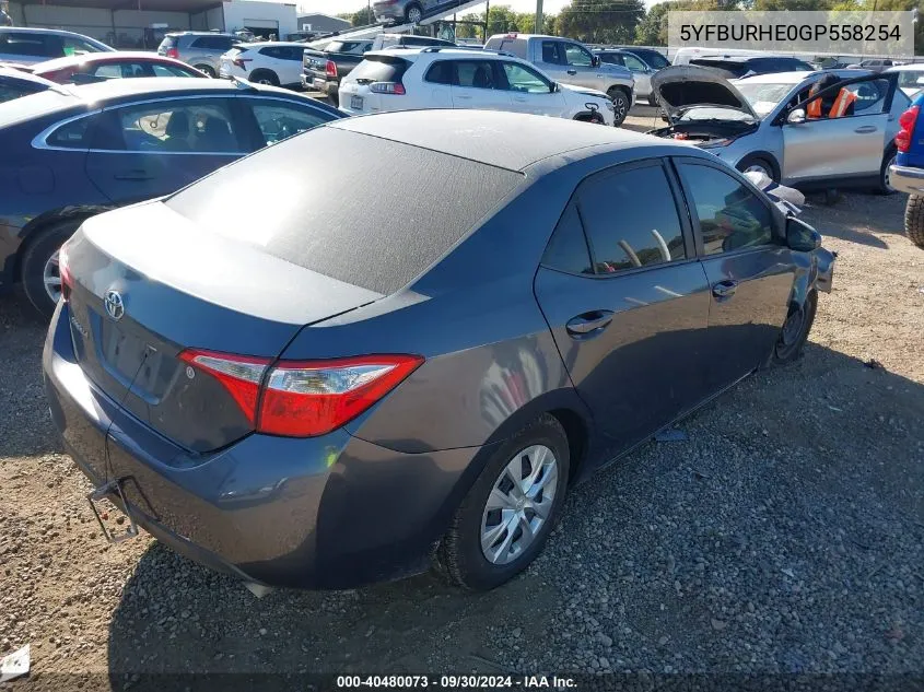 5YFBURHE0GP558254 2016 Toyota Corolla L