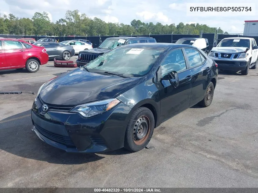 5YFBURHE8GP505754 2016 Toyota Corolla L