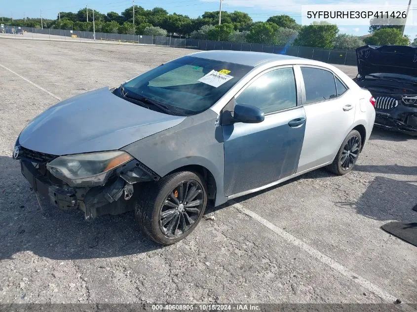 2016 Toyota Corolla S Plus VIN: 5YFBURHE3GP411426 Lot: 40608905