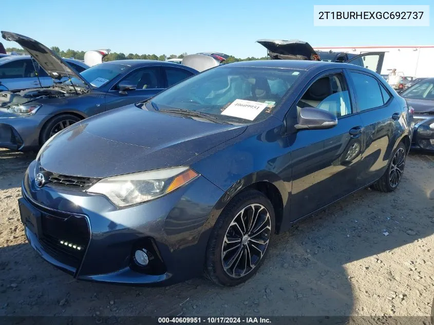 2016 Toyota Corolla S Plus VIN: 2T1BURHEXGC692737 Lot: 40609951