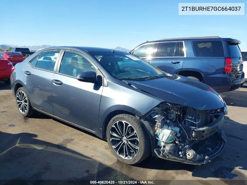 2016 Toyota Corolla S Plus VIN: 2T1BURHE7GC664037 Lot: 40620425