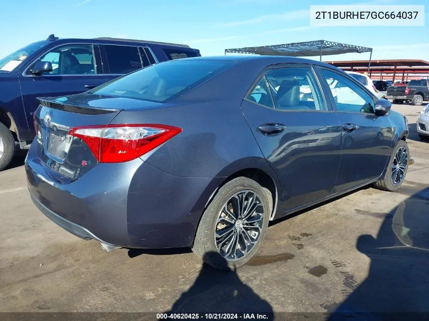 2016 Toyota Corolla S Plus VIN: 2T1BURHE7GC664037 Lot: 40620425