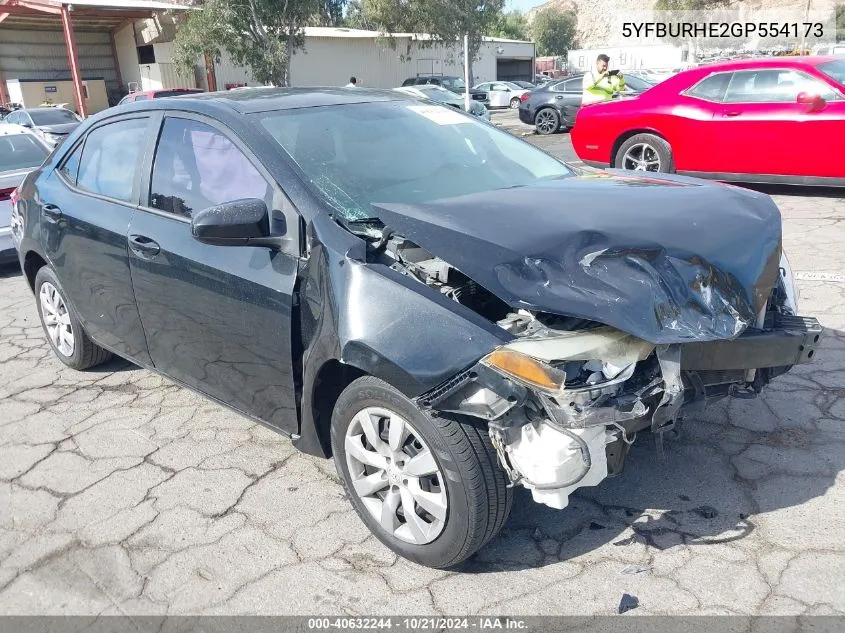 2016 Toyota Corolla Le VIN: 5YFBURHE2GP554173 Lot: 40632244