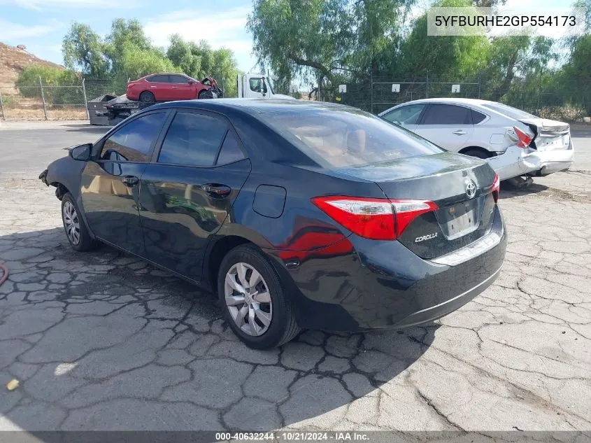 2016 Toyota Corolla Le VIN: 5YFBURHE2GP554173 Lot: 40632244