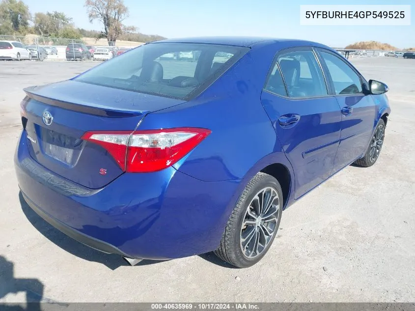 2016 Toyota Corolla S Plus VIN: 5YFBURHE4GP549525 Lot: 40635969