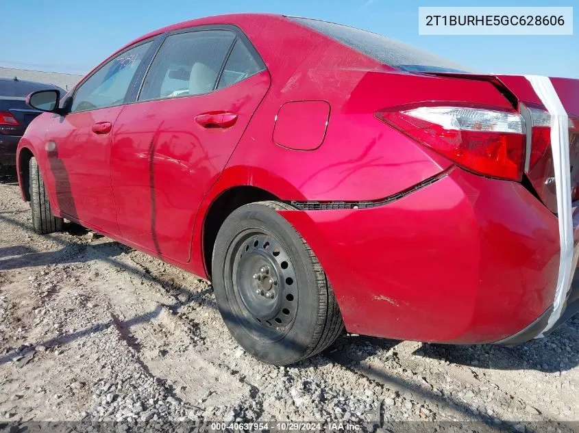 2016 Toyota Corolla Le VIN: 2T1BURHE5GC628606 Lot: 40637954