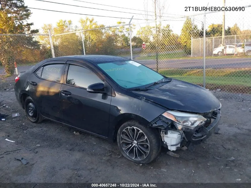 2016 Toyota Corolla S Plus VIN: 2T1BURHE8GC630690 Lot: 40657248