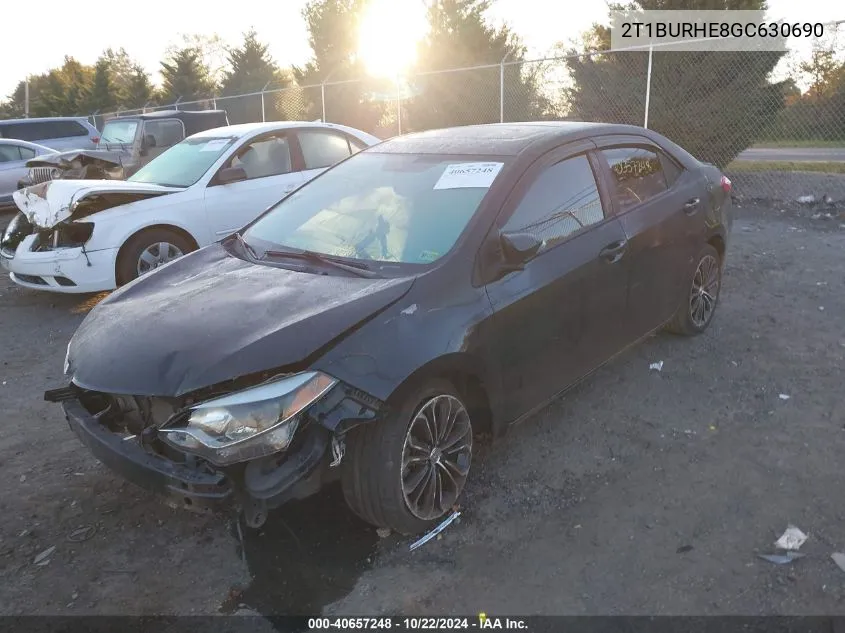 2016 Toyota Corolla S Plus VIN: 2T1BURHE8GC630690 Lot: 40657248