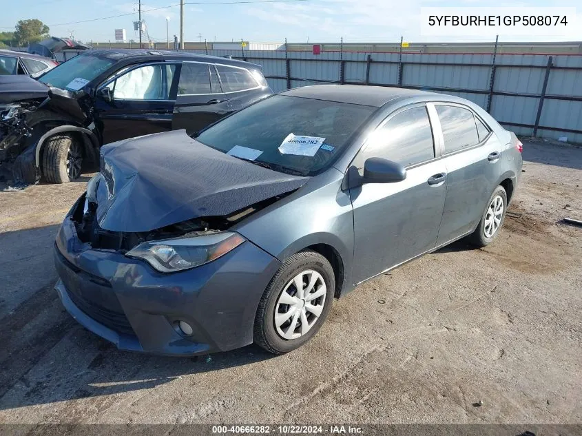 2016 Toyota Corolla Le Plus VIN: 5YFBURHE1GP508074 Lot: 40666282