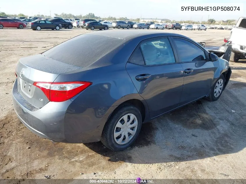 2016 Toyota Corolla Le Plus VIN: 5YFBURHE1GP508074 Lot: 40666282