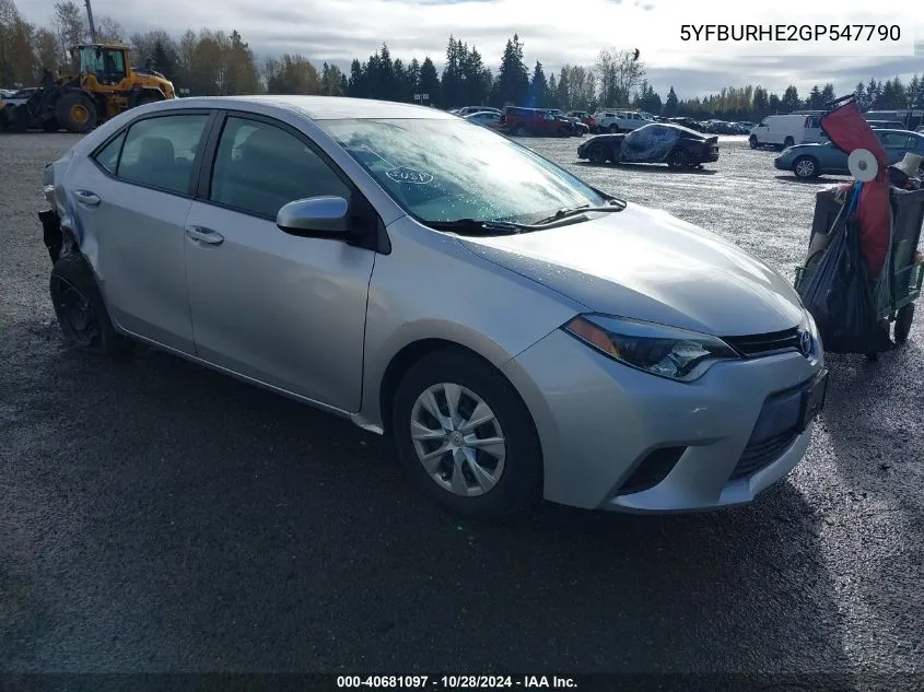 2016 Toyota Corolla L VIN: 5YFBURHE2GP547790 Lot: 40681097